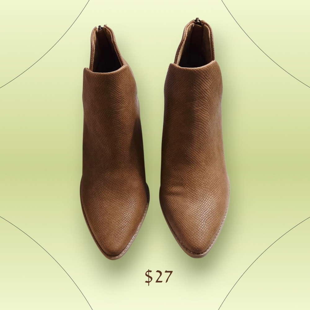 Sun + Stone Brown Textured Ankle Booties